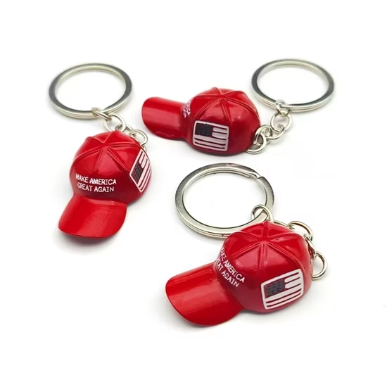 3pcs Ed MAGA Hat Metal Keychain, 2024 Baseball Cap Keychain